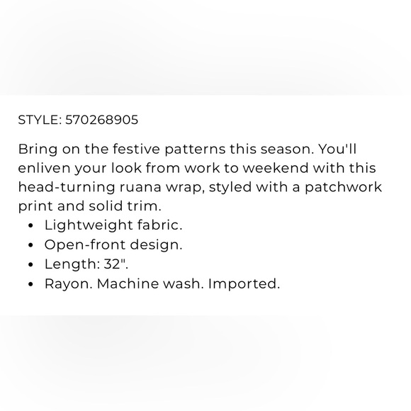 Chico's Women's Floral Plaid Paisley mixed print Ruana Wrap Kimono Boho Size S/M - Picture 12 of 12